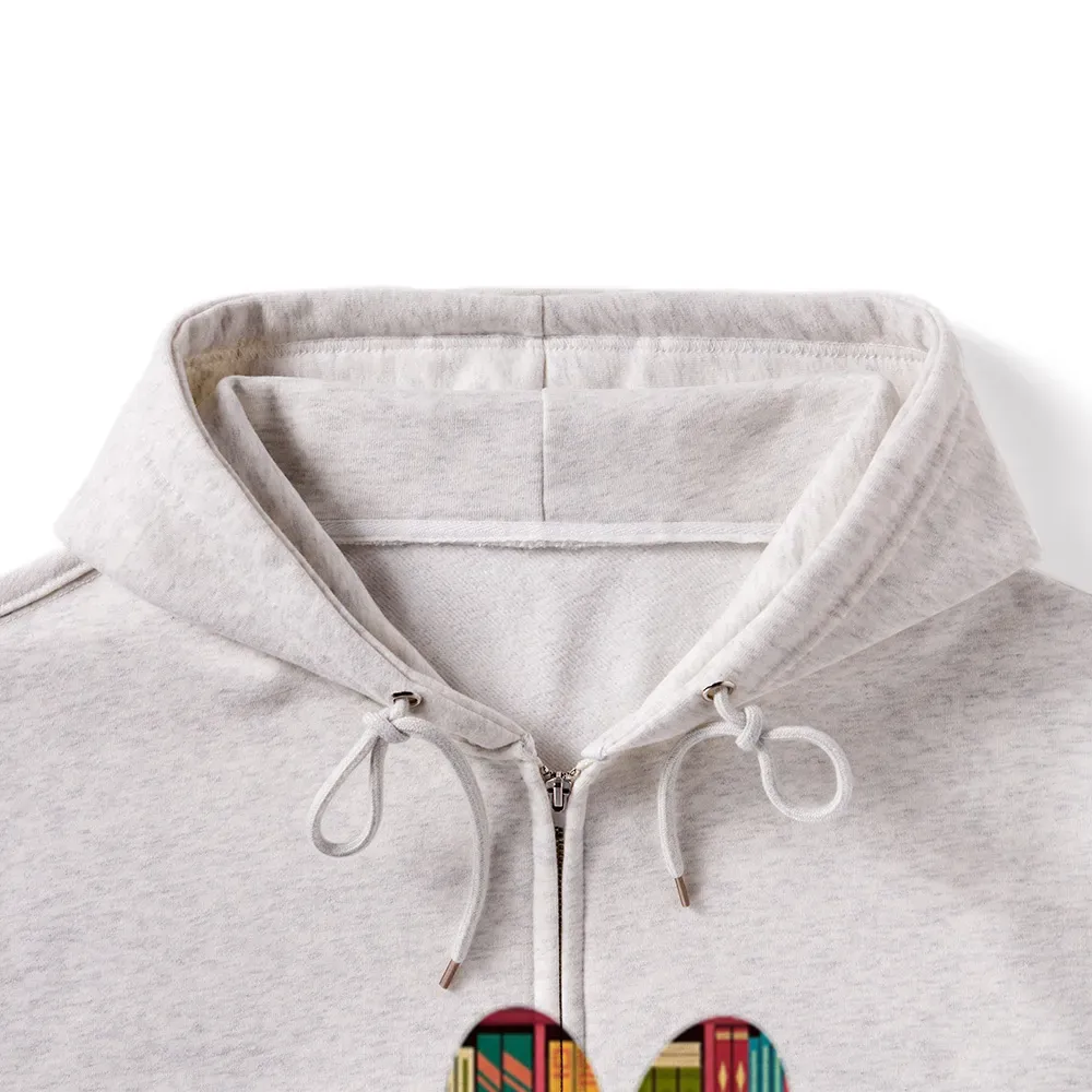 Pagewings Easily Distracted By Dogs And Books Unisex Fleece Zip Up Hoodie