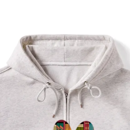 Pagewings Easily Distracted By Dogs And Books Unisex Fleece Zip Up Hoodie