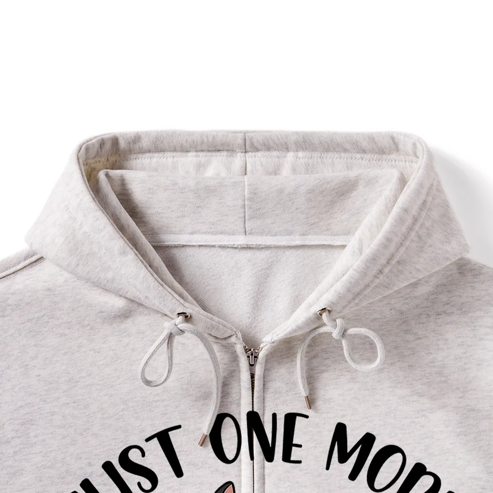 Pagewings Just One More Chapter Adorable Cat Unisex Fleece Zip Up Hoodie