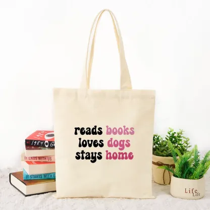 Pagewing Read Books & Love Dogs & Stay Home Tote Bag