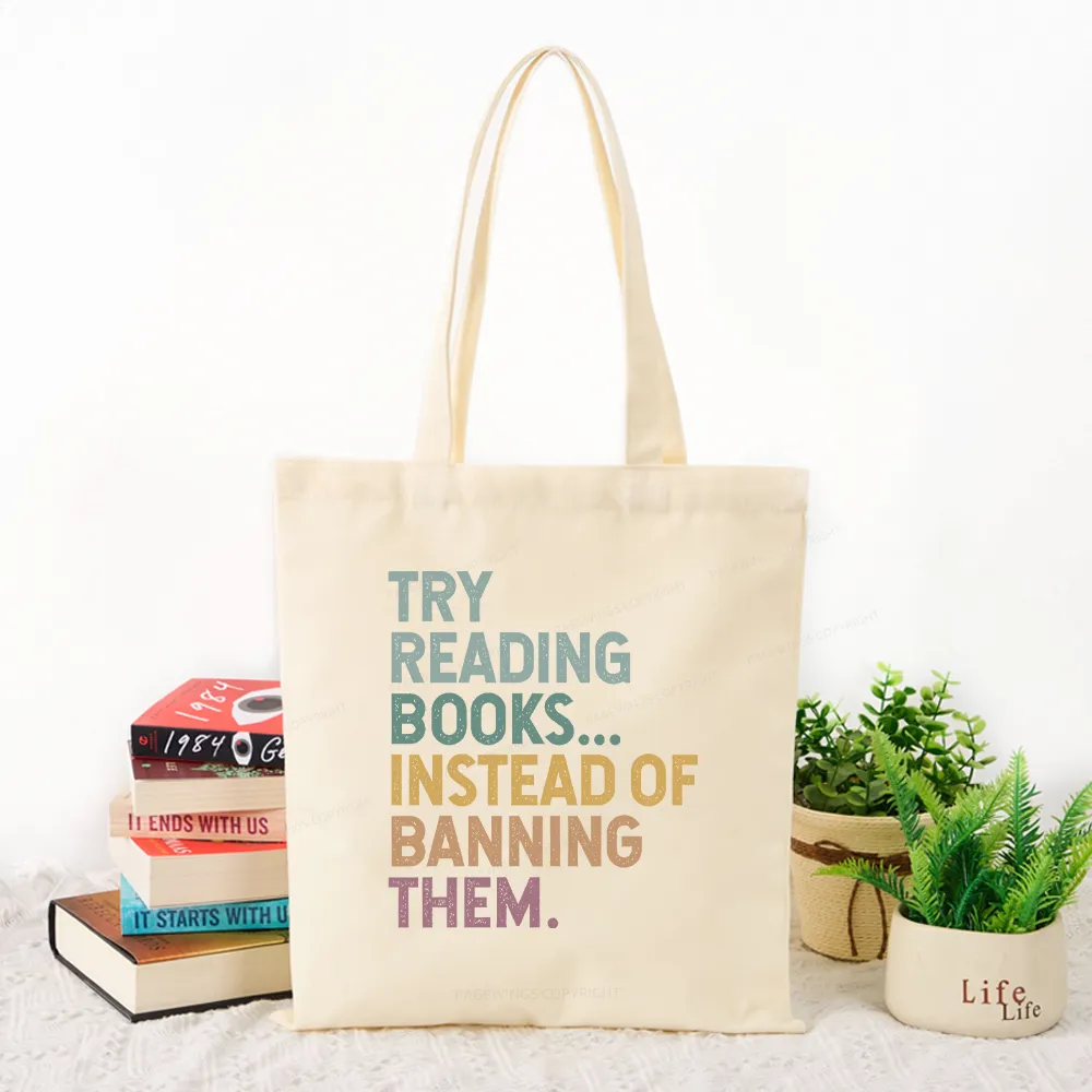 Pagewings Try Reading Books Tote Bag