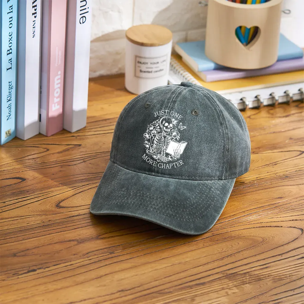Pagewing One More Chapter Skeleton Unisex Tee Washed Cap