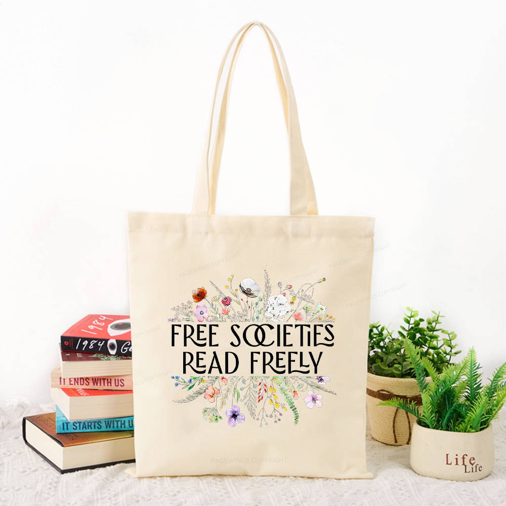 Pagewings Free Societies Read Freely Tote Bag