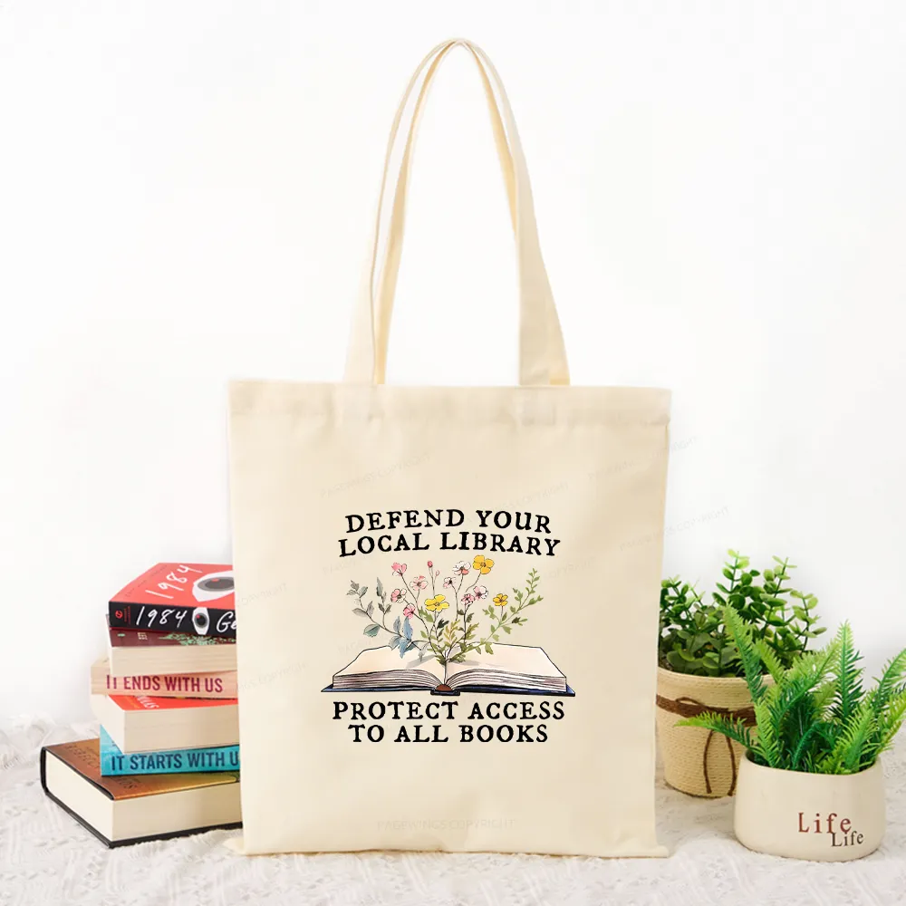 Pagewings Books Save Lives Protect Libraries Tote Bag