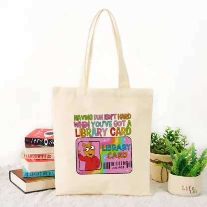 Pagewings Having Fun Isn't Hard When You've Got A Library Card Teacher Vintage Tote Bag