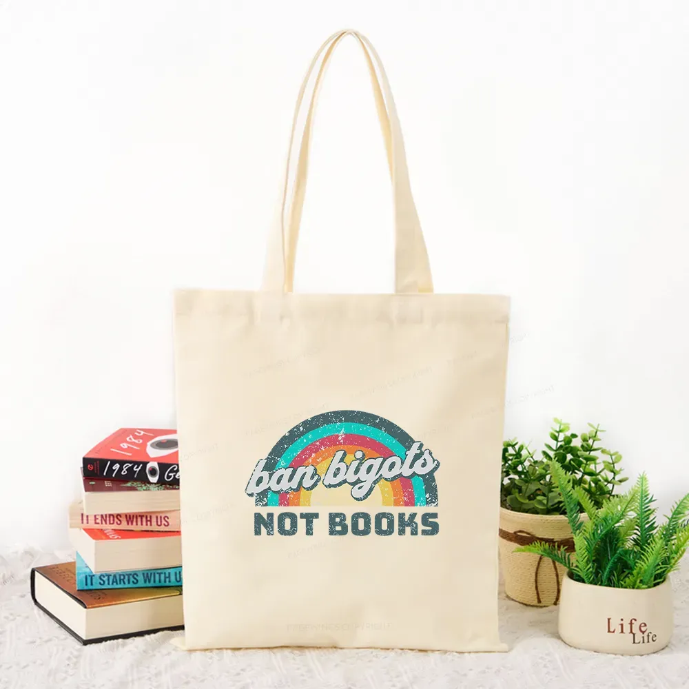 Pagewings Ban Bigots Not Books Tote Bag