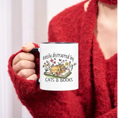 Pagewings Easily Distracted By Cats And Books Mug