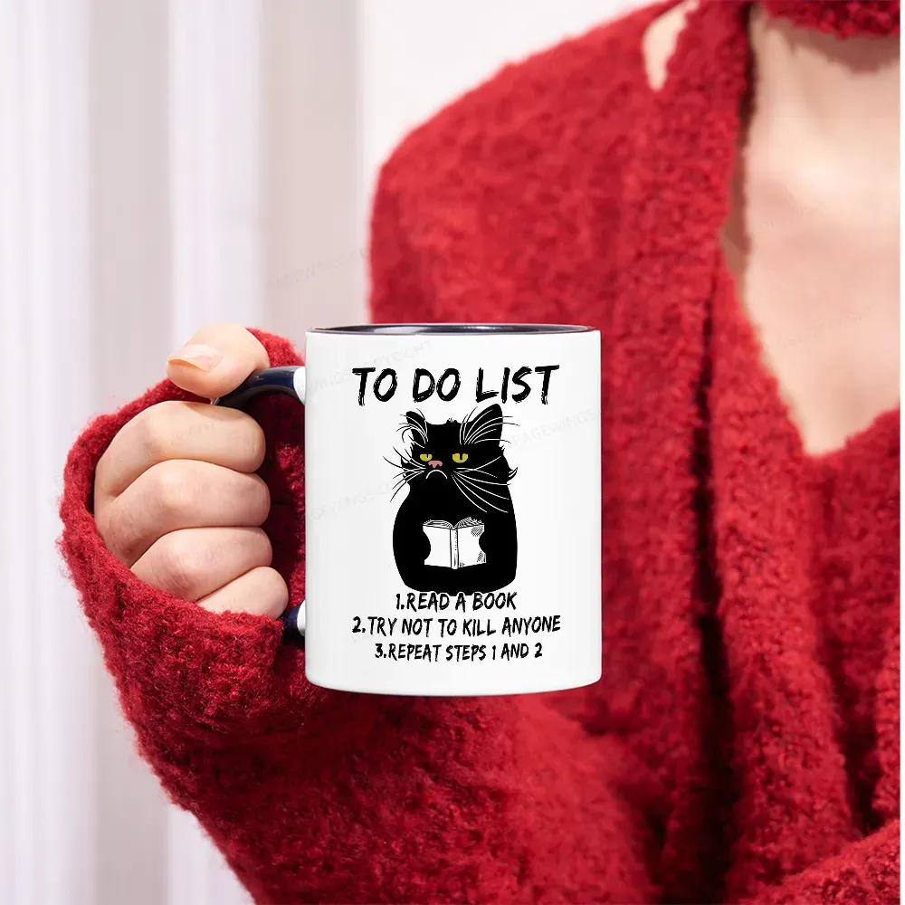 Pagewings Black Cat To Do List Mug
