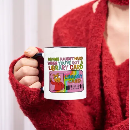 Pagewings Having Fun Isn't Hard When You've Got A Library Card Teacher Vintage Mug
