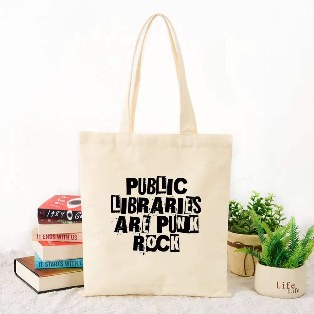 Pagewings Public Libraries Are Punk Rock Tote Bag