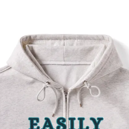 Pagewings Easily Distracted By Books And Dogs Unisex Fleece Zip Up Hoodie