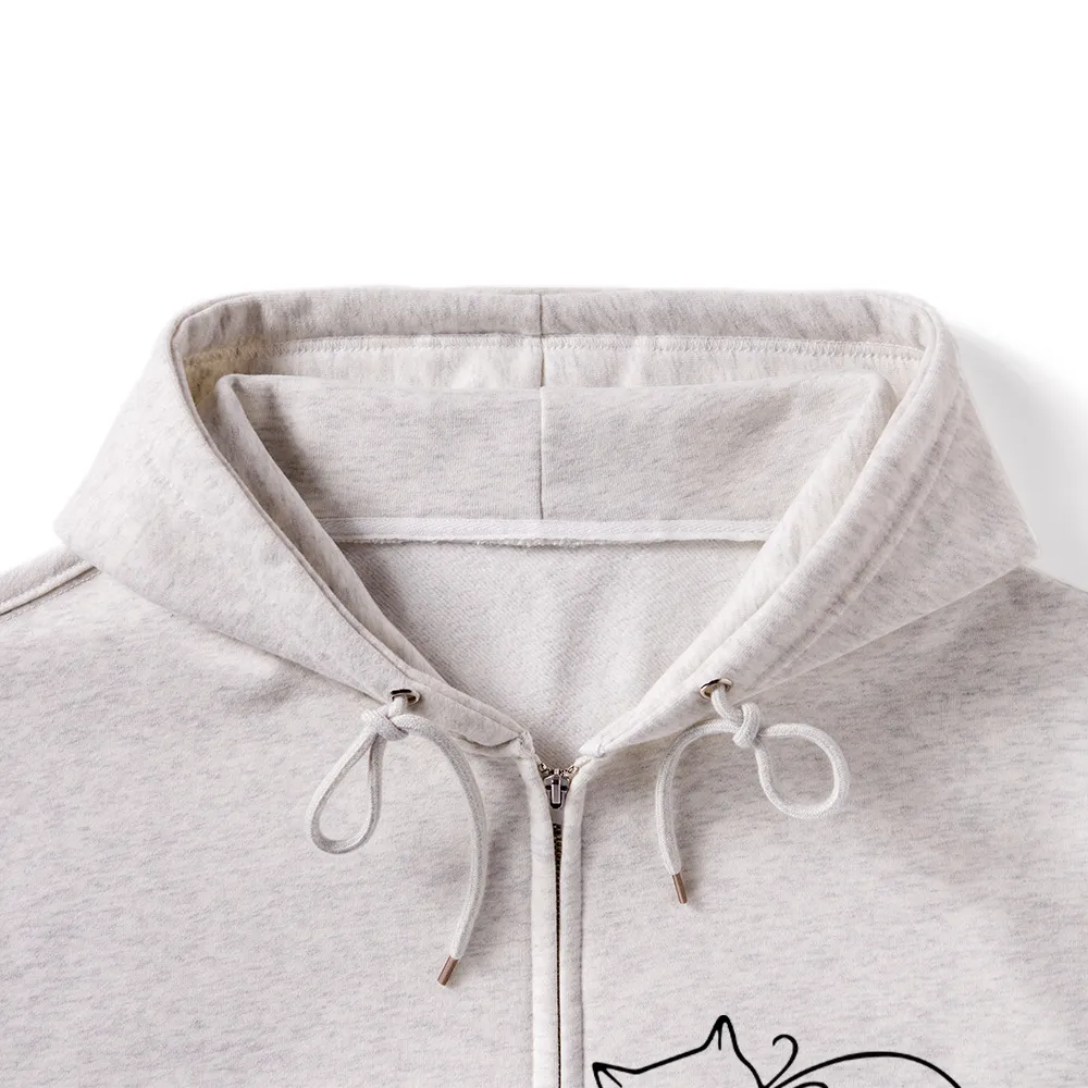 Pagewings Easily Distracted By Cats and Books Unisex Fleece Zip Up Hoodie