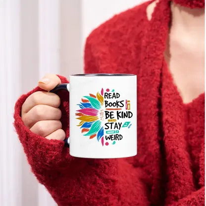 Pagewings Read Books Be Kind Stay Weird on Backpack Mug