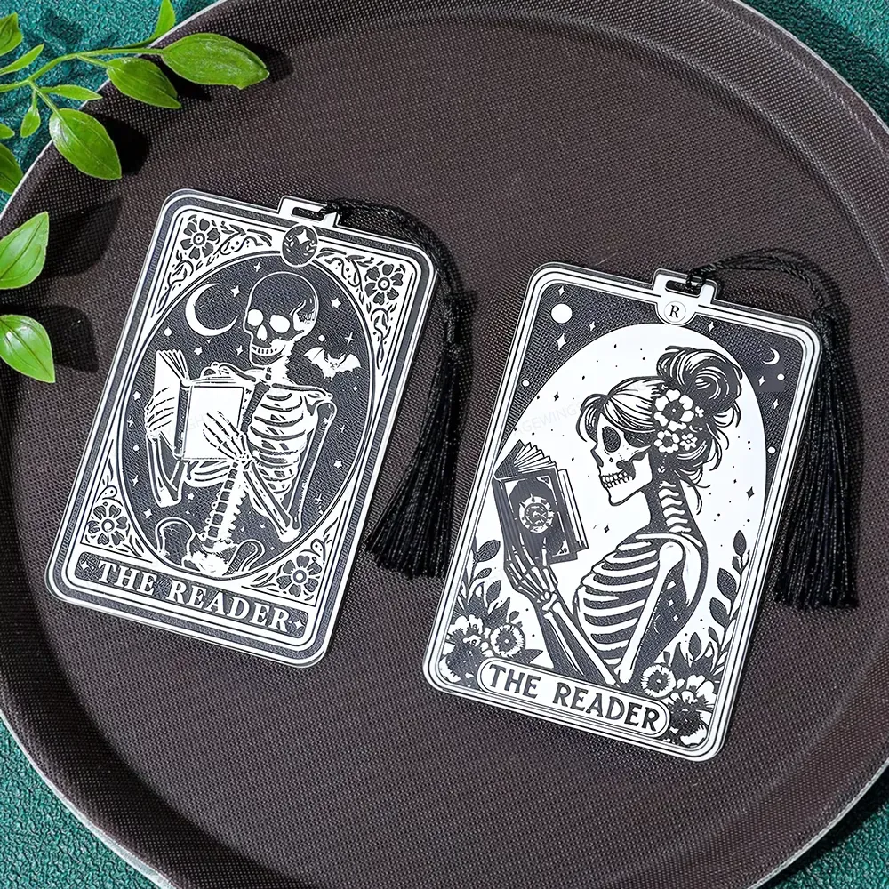]Pagewings The Reader Skeleton Tarot Card Acrylic Bookmark