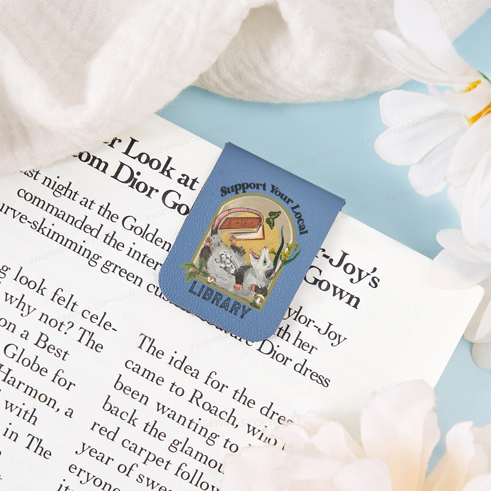 Pagewings Library Readers Make Leaders Jersey Short Sleeve Tee Feathers Quotes Magnetic Bookmark