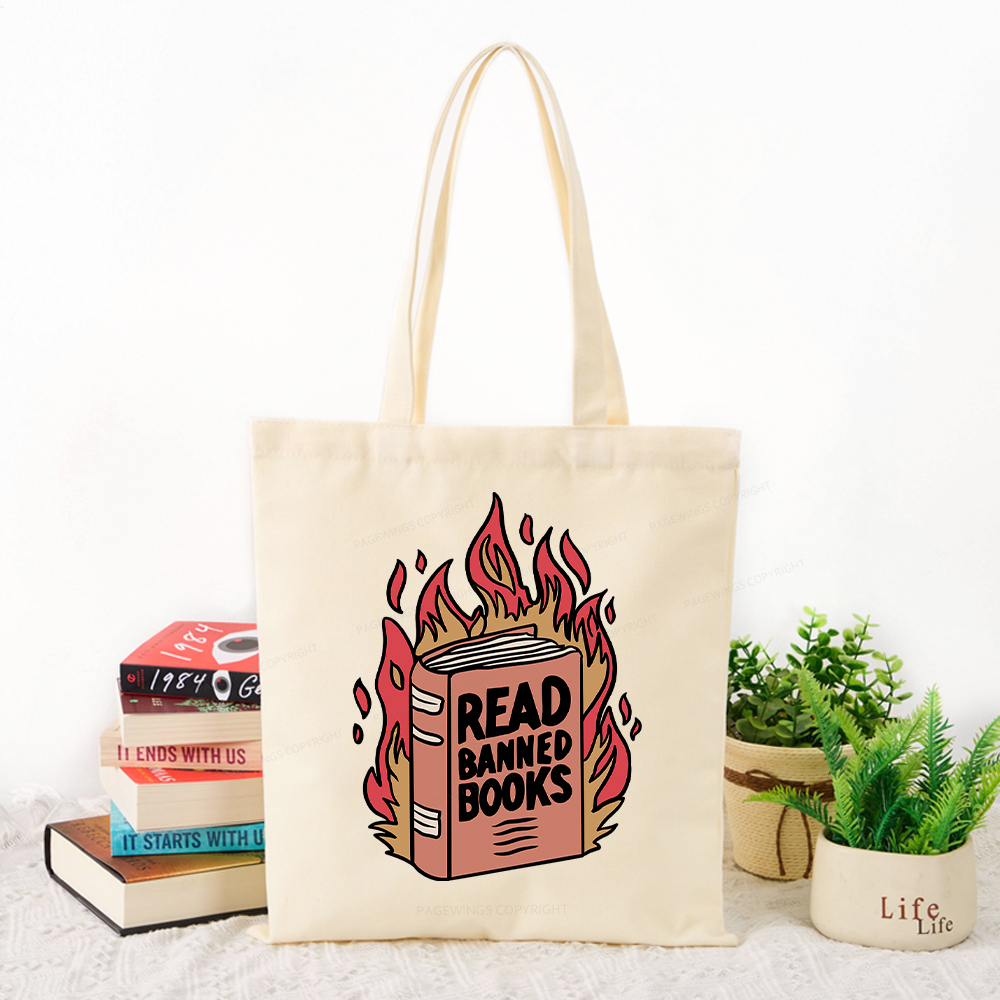Pagewings Read Banned Books Tote Bag