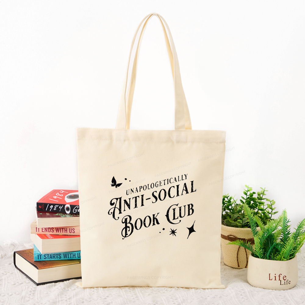 Pagewings Anti-social Book Club Comfort Colors Tote Bag