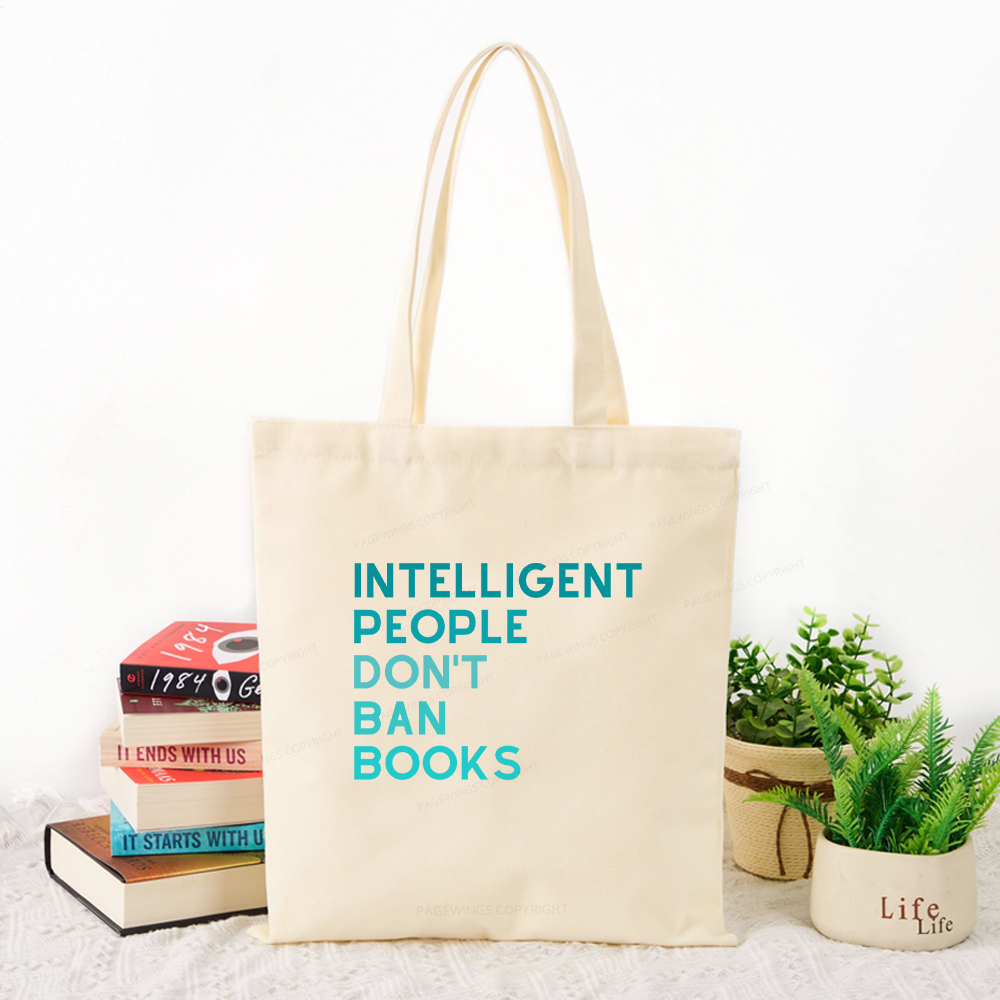 Pagewings Intelligent People Don't Ban Books Tote Bag