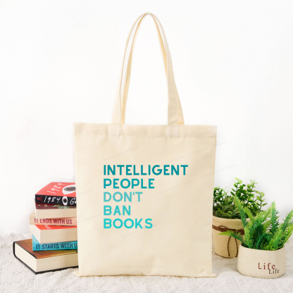 Pagewings Intelligent People Don't Ban Books Tote Bag