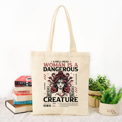 Pagewings A Well-Read Woman is A Dangerous Creature Tote Bag