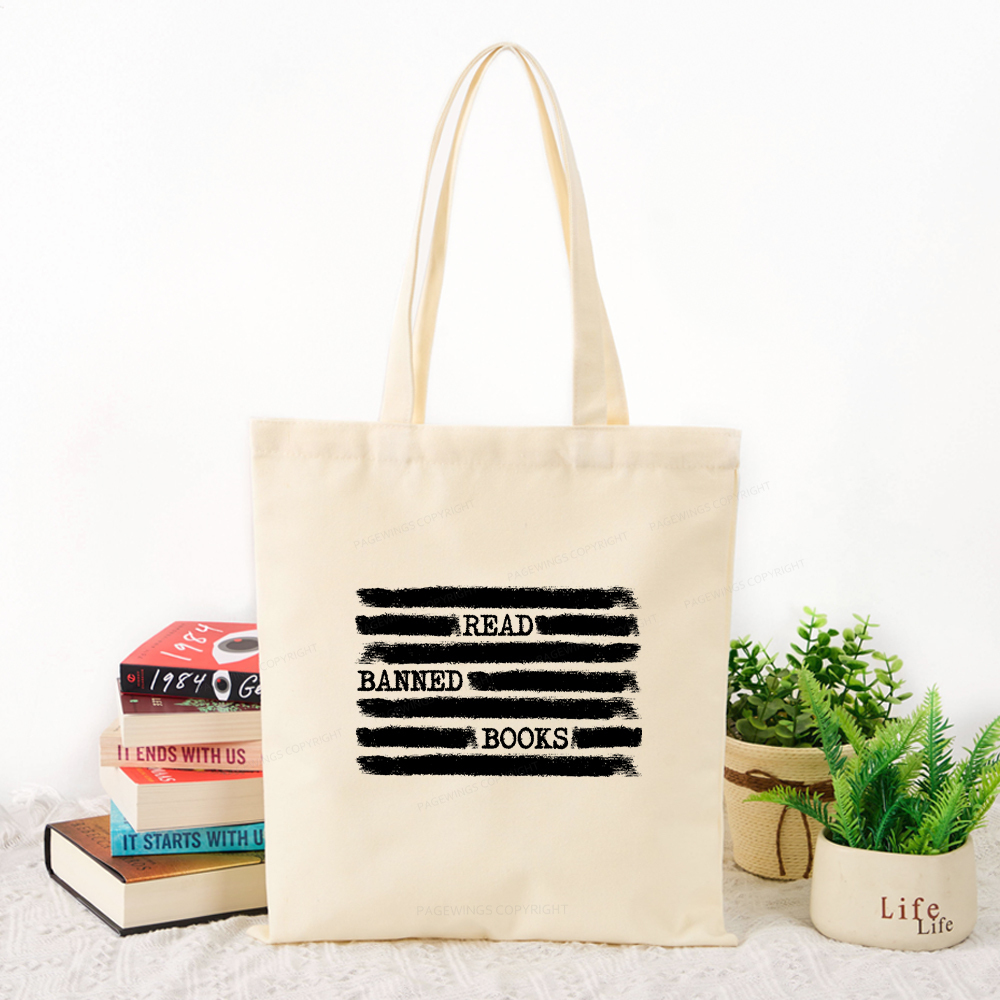 Pagewings  Read Banned Books Bookworm Librarian Tote Bag