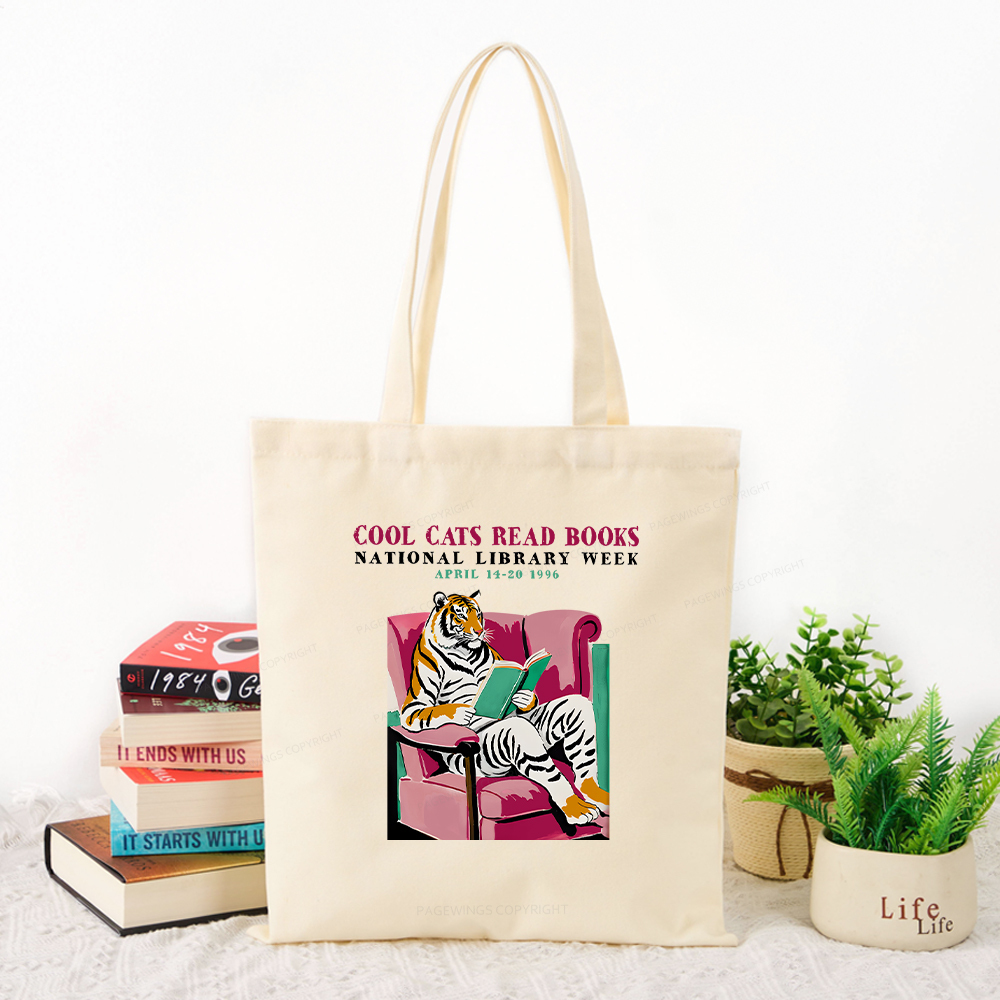 Pagewings  Library Week Poster 1996  Tote Bag