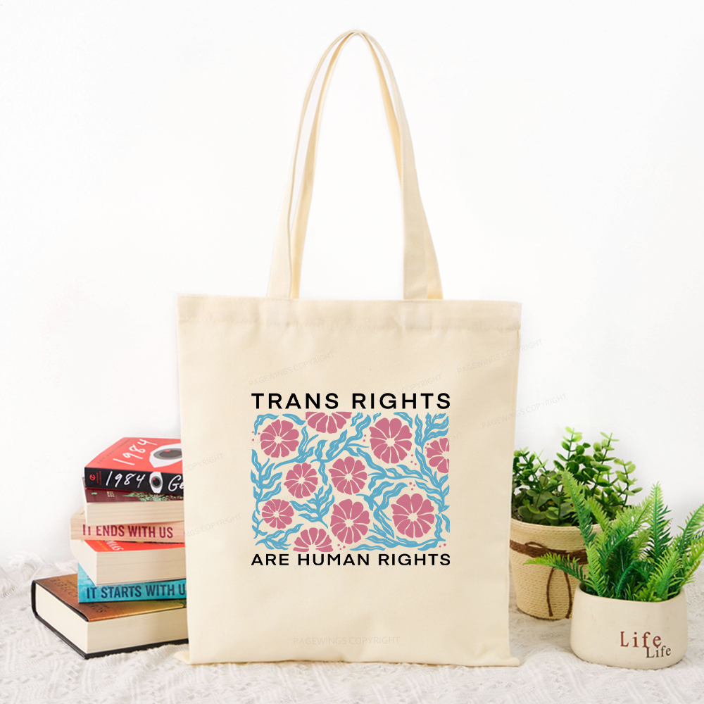 Pagewings Trans Rights Are Human Rights Tote Bag