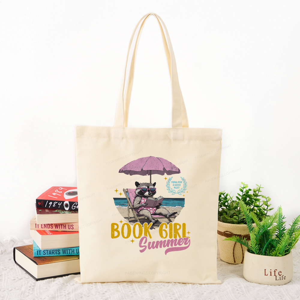 Pagewings Book Girl Summer Tote Bag