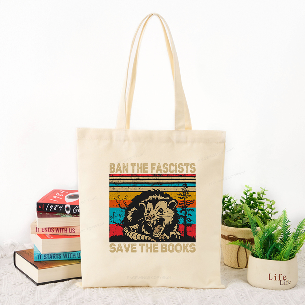 Pagewings Ban The Fascists Save The Books Tote Bag