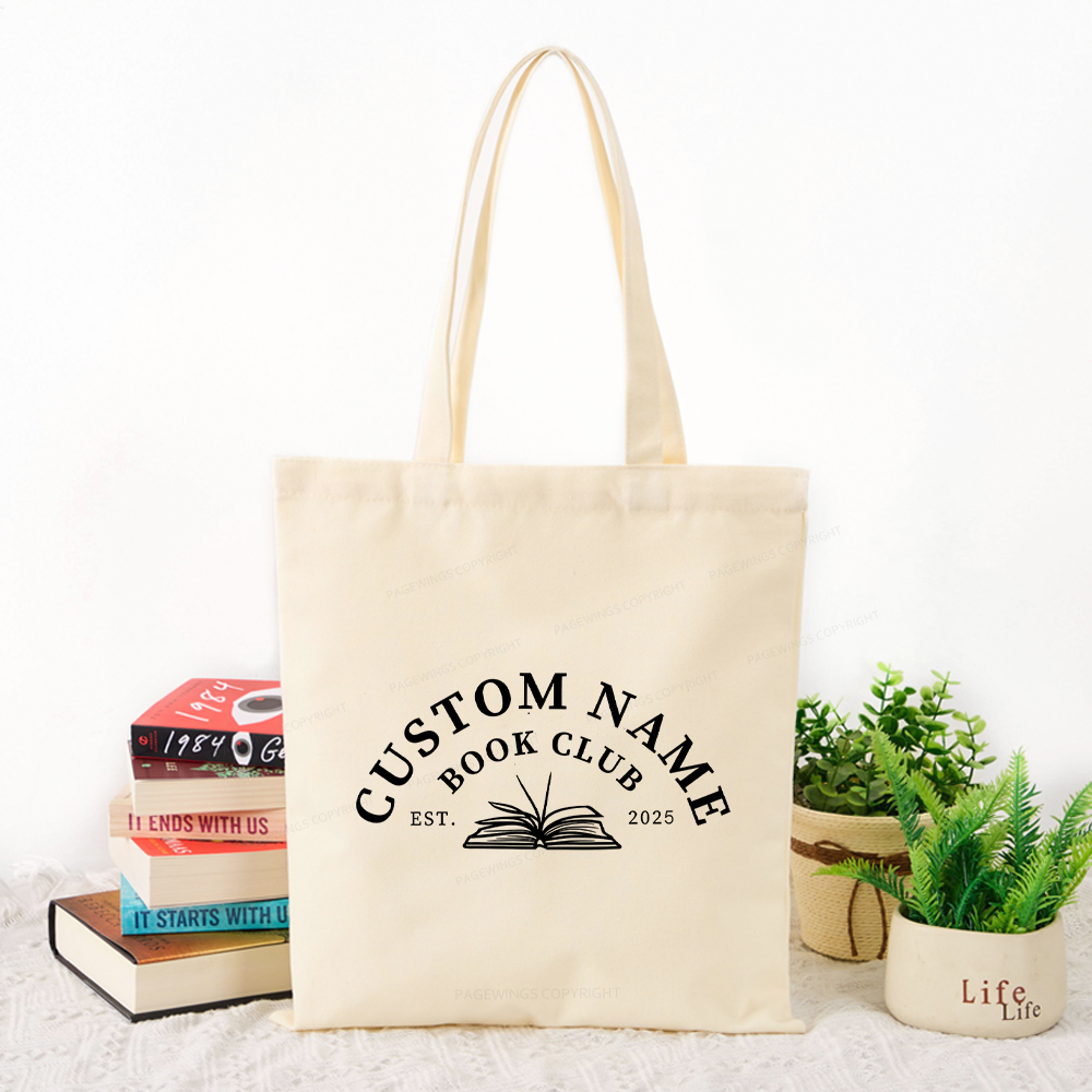Pagewings Personalized Custom Book Club Tote Bag