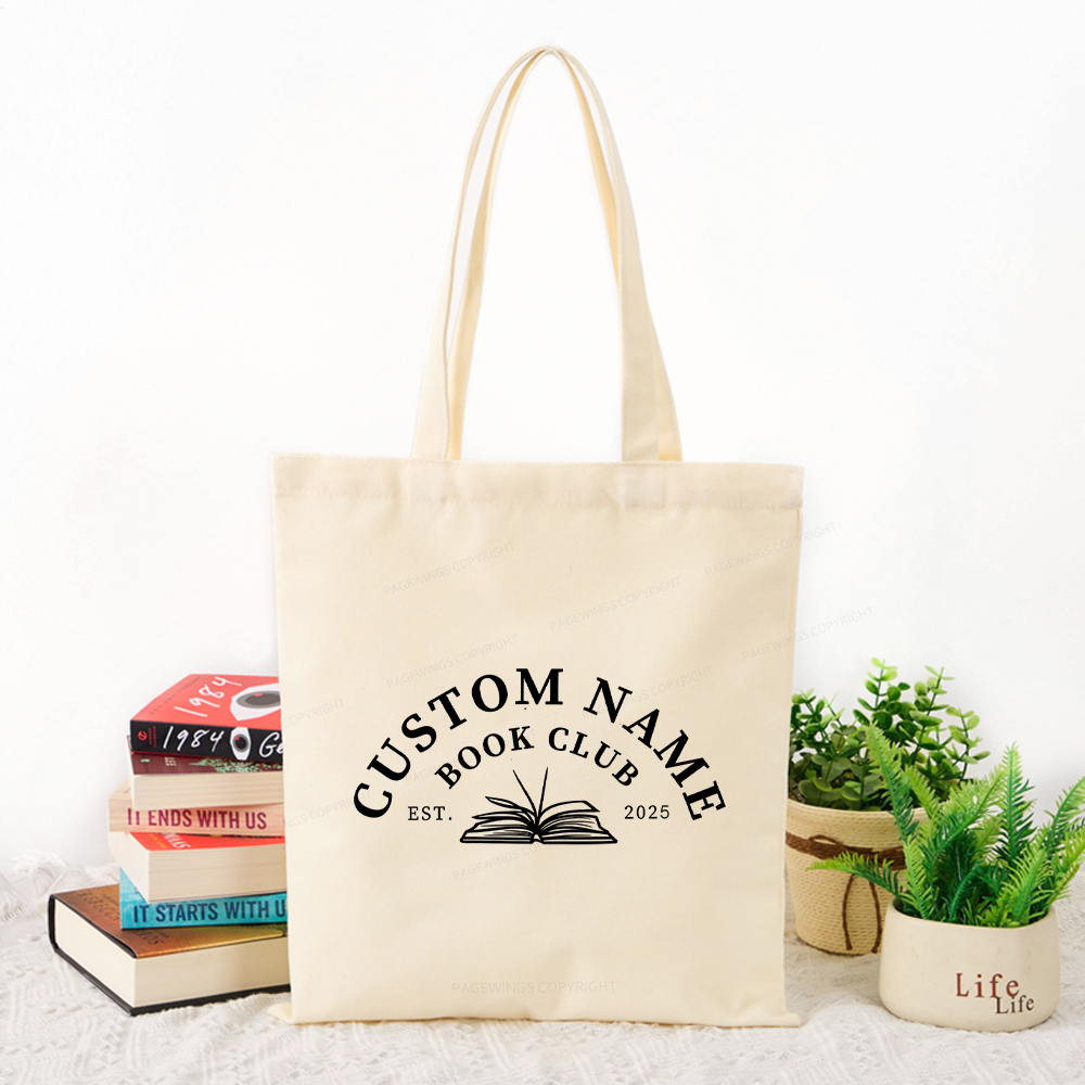 Pagewings Personalized Custom Book Club Tote Bag
