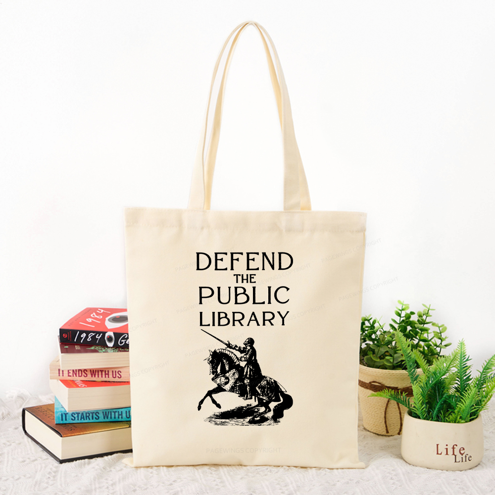 Pagewings Defend The Public Library Tote Bag