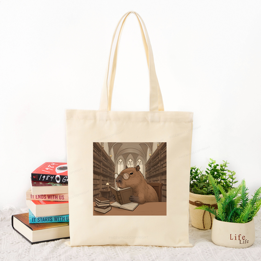 Pagewings The Reader Capybara Tote Bag
