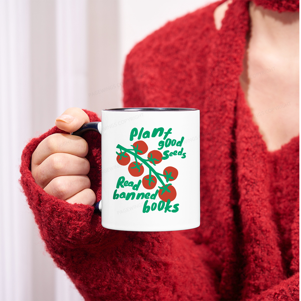 Pagewings Plant Good Seeds Read Banned Books Mug