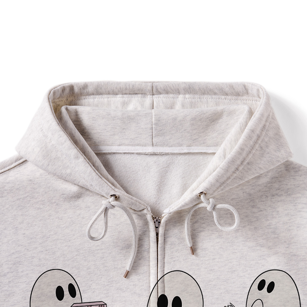 Pagewings Ghost Reading Halloween Unisex Fleece Zip Up Hoodie