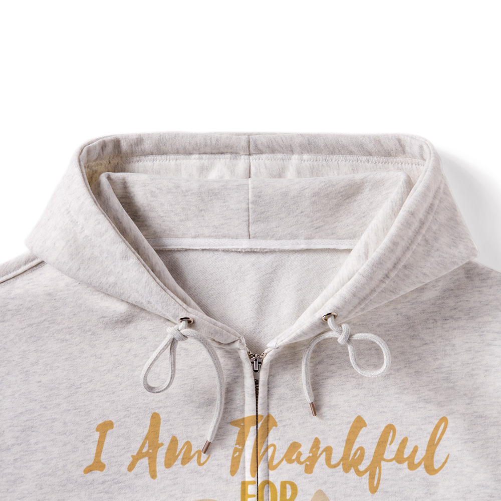 Pagewings Thanksgiving I‘m Thankful For Books Unisex Fleece Zip Up Hoodie