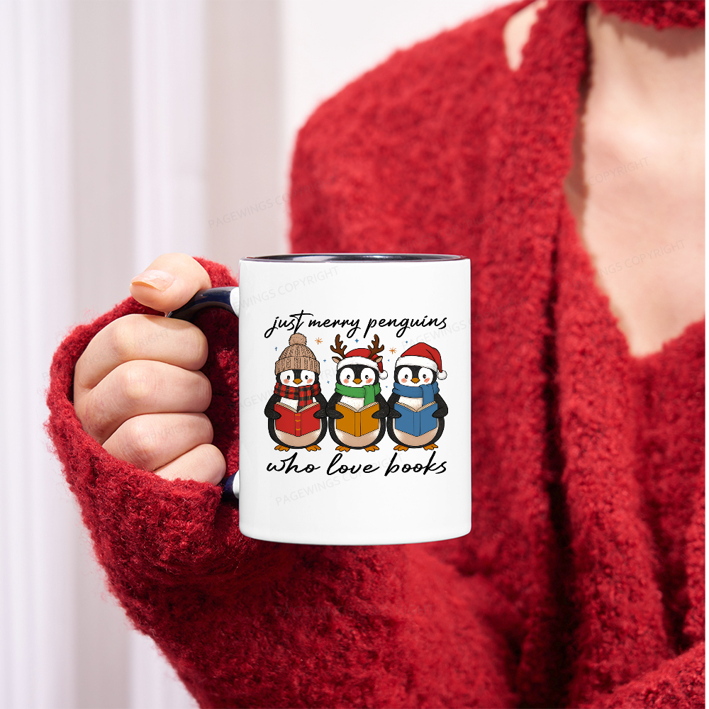 Pagewings Just Merry Penguins Who Love Books Mug