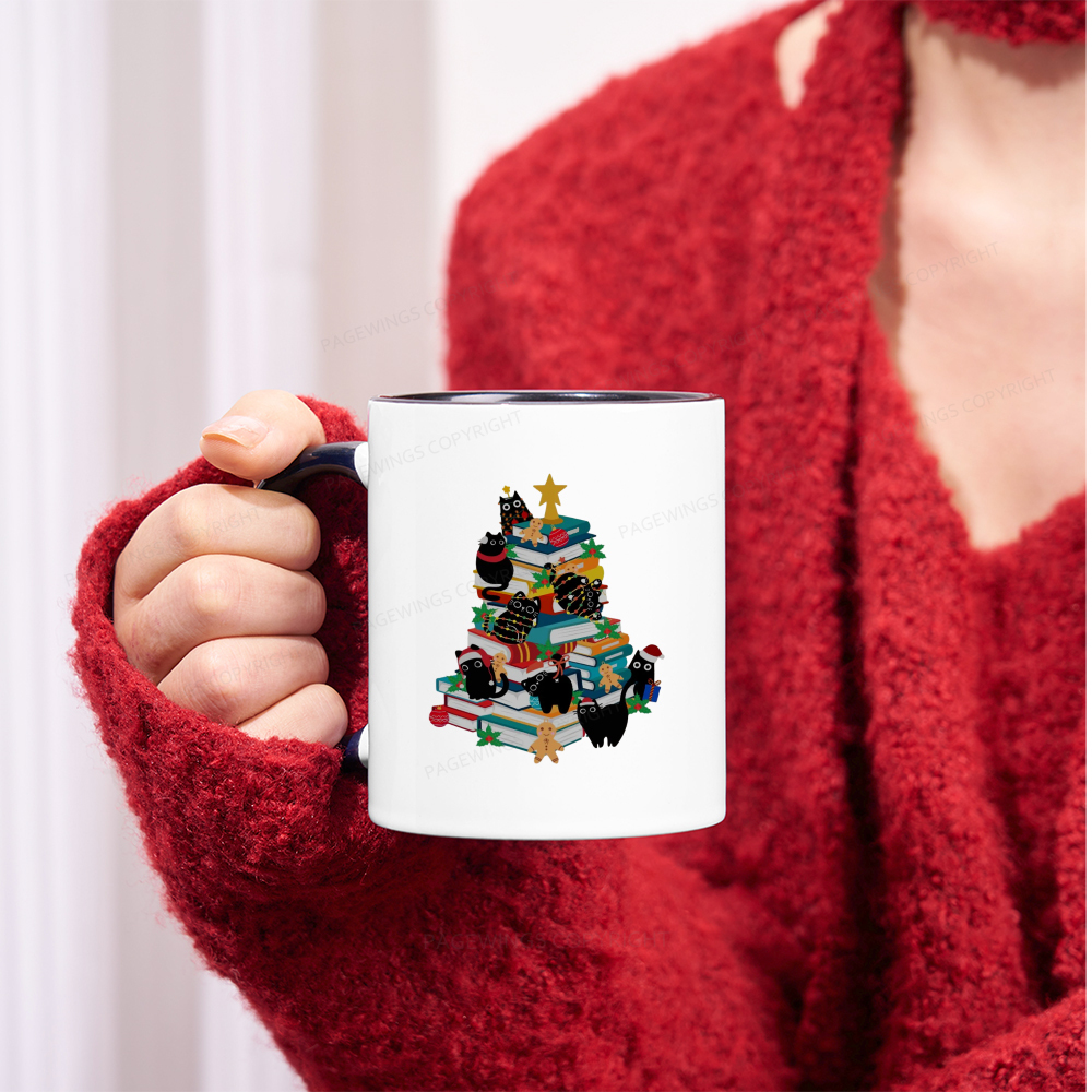 Pagewings Cute Cats Books Christmas Tree Mug