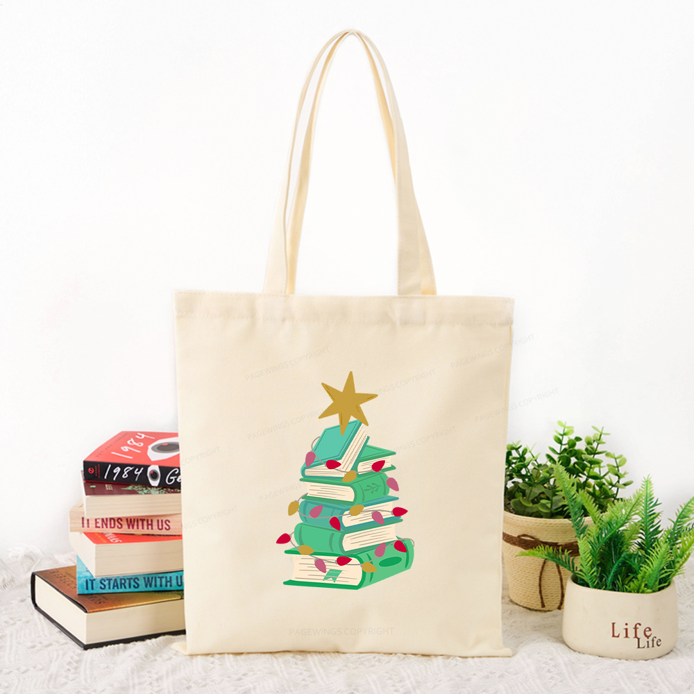 Pagewings Bookish Christmas Tote Bag