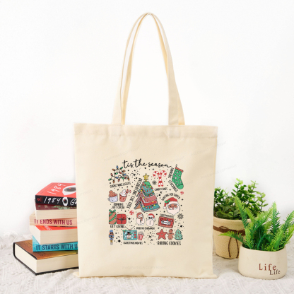 Pagewings Book Lover Retro Christmas Tote Bag