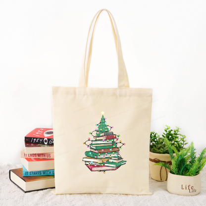 Pagewings Christmas Book Tree Tote Bag