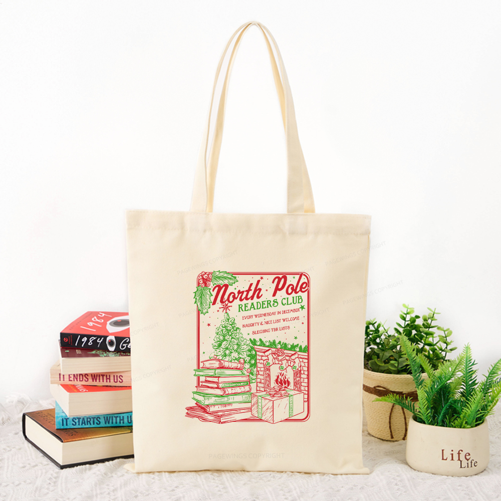 Pagewings Bookish Christmas Tote Bag