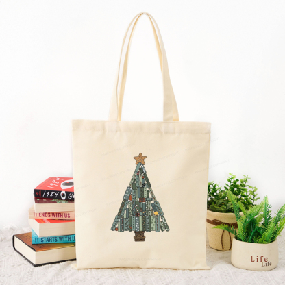 Pagewings Christmas Book Tree Tote Bag