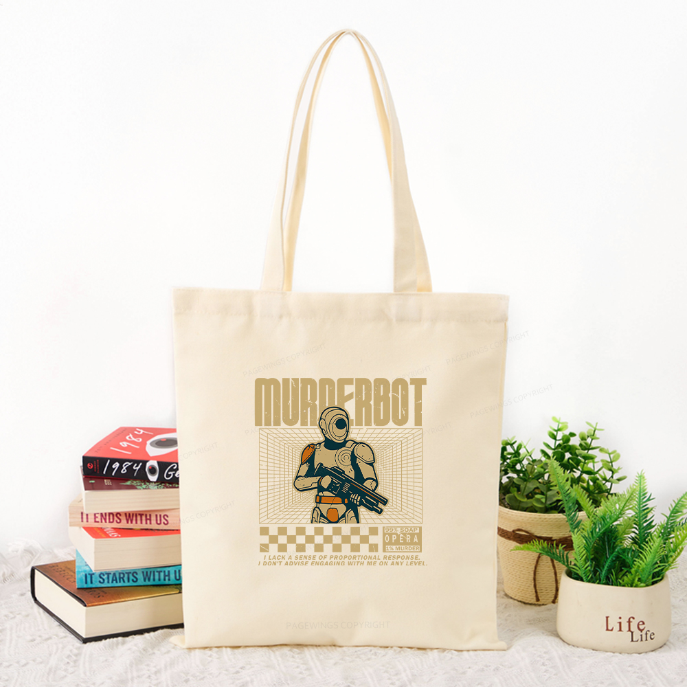 Pagewings Murderbot Tote Bag