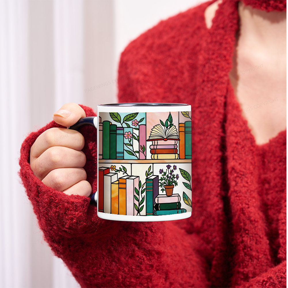 Pagewings Floral Bookshelf Mug
