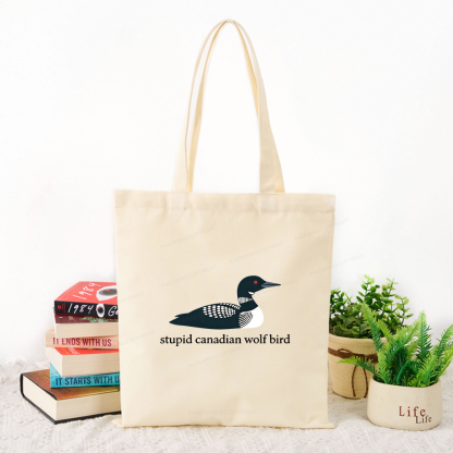 Pagewings Stupid Canadian Wolf Bird Tote Bag