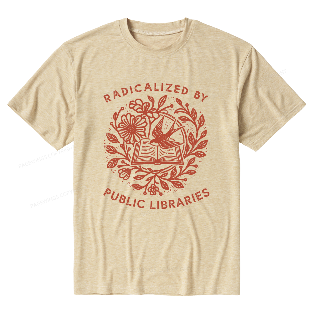 Pagewings Soft Radicalized By Public Libraries Unisex Heather T-Shirt