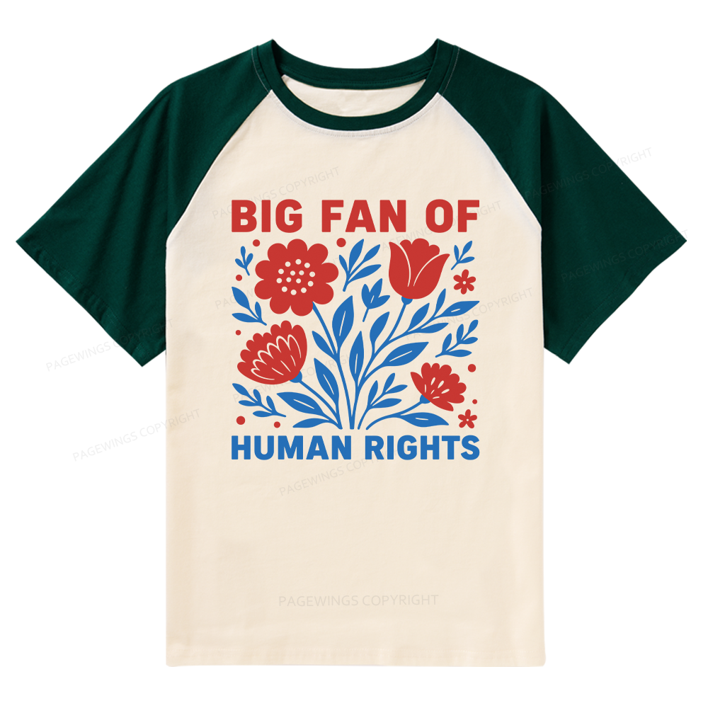 Pagewings Big Fan Of Human Rights Raglan T-shirt