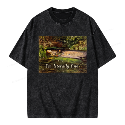 Pagewings I'm Literally Fine Unisex Washed T-shirt