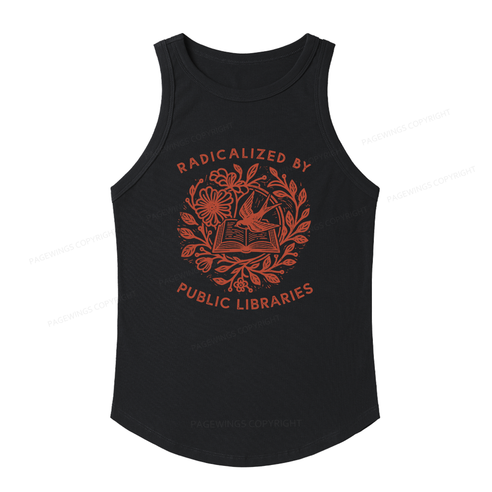 Pagewings Slim Fit Radicalized By Public Libraries Women's Fitted Tank Top 